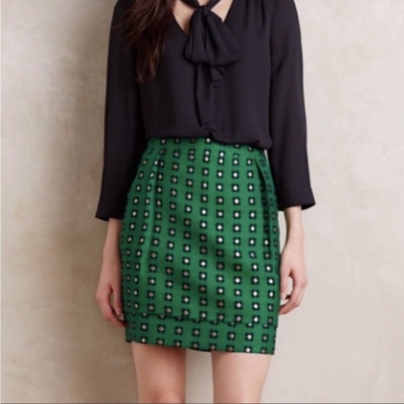 HD in Paris Dresses & Skirts - HD in Paris Anthropologie green floral garden glimmer skirt 10